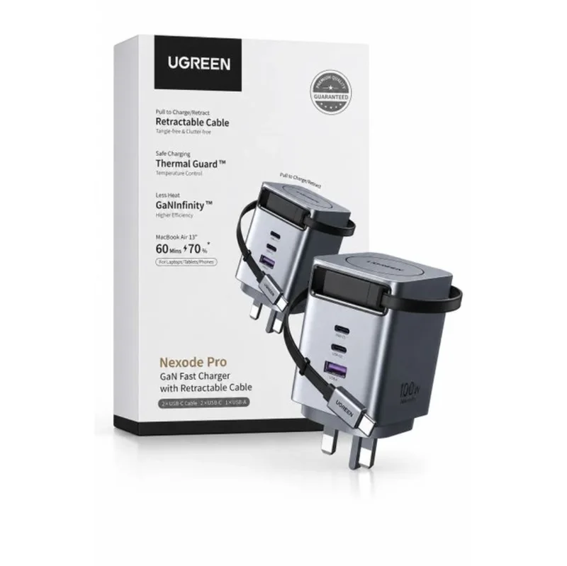 UGREEN Nexode Pro 100W GaN Pro Fast Charger with Retractable Cable X616