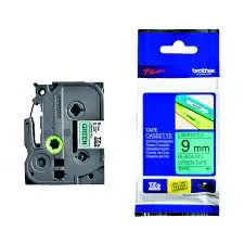 Brother TZE-721 Black on Green 9mm Laminated Label Tape