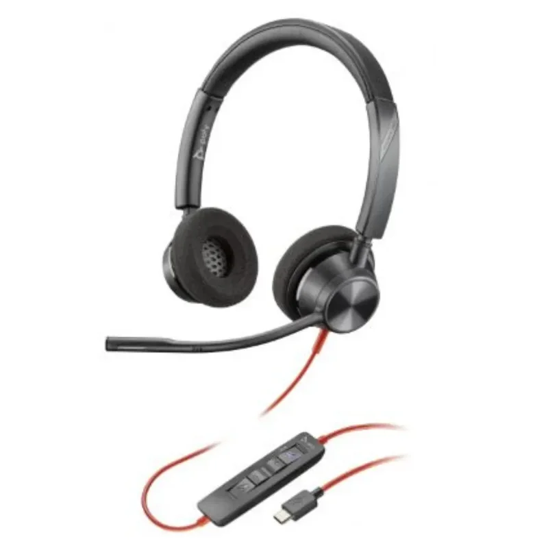 Poly Blackwire 3320 Stereo Microsoft Teams Certified USB-C Headset +USB-C/A Adapter