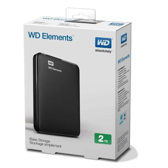 WD 2TB Elements Portable External Hard Drive – USB 3.0