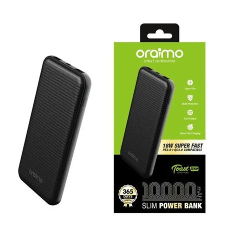 Oraimo Toast 15 Flash 10000mAh OPB-1100D 15W Fast Charging Power Bank