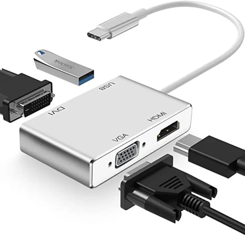 Usb Type C To Vga, Dvi, HDMI and Usb Adapter