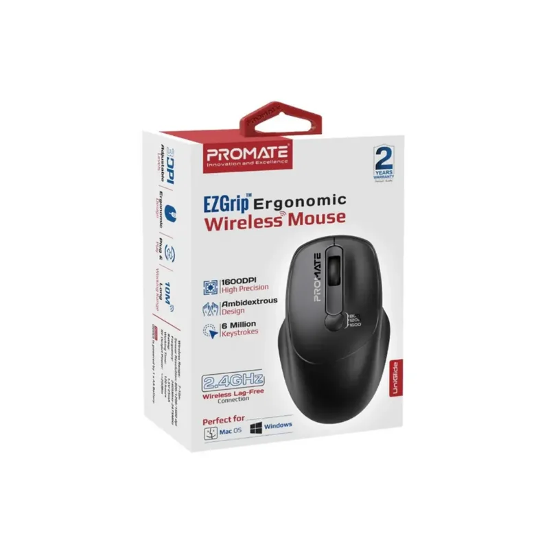 Promate UniGlide EZGrip Ambidextrous Wireless Mouse